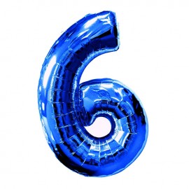 Фольгированная цифра 6 синяя (102 см)