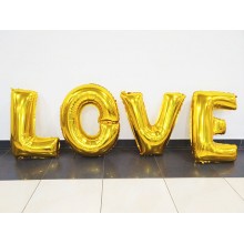 Фольгированные буквы-шары LOVE золото (55 см)