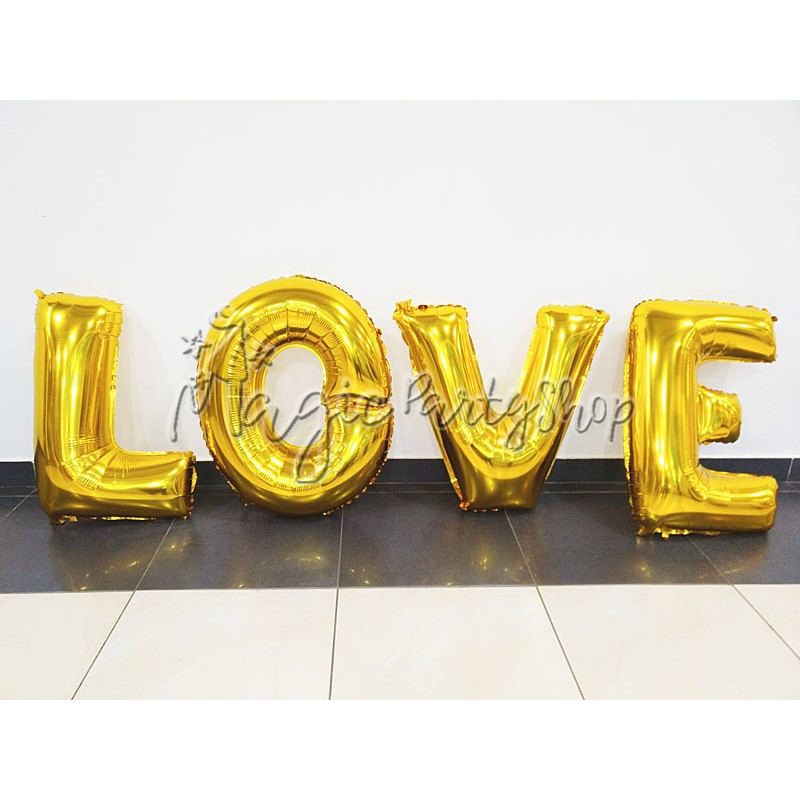 Фольгированные буквы-шары LOVE золото (55 см)