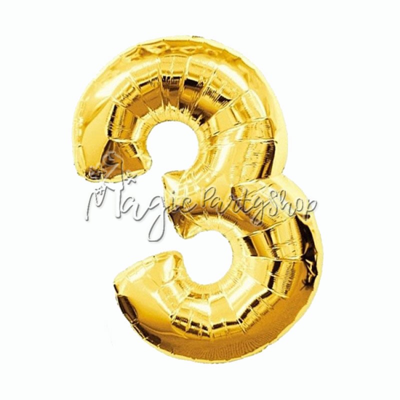 Фольгированная цифра 3 золото (102 см)