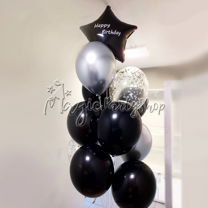 Букет із гелієвих куль Silver Black