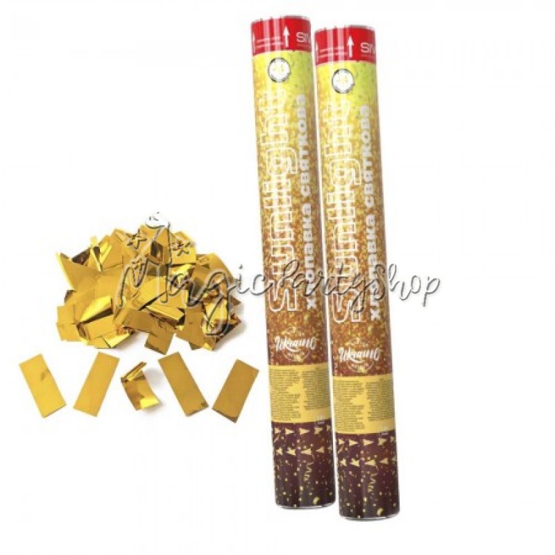 Хлопавки з золотистим конфетті (метафан) 40 см (2 шт)