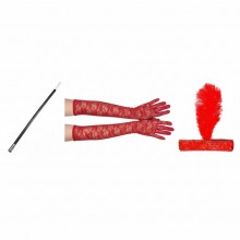 Костюм "Рокова Леді" на Гангстерську вечірку (3 предмети, Червоний) Костюм "Рокова Леді" на Гангстерську вечірку (3 предмети, Червоний)