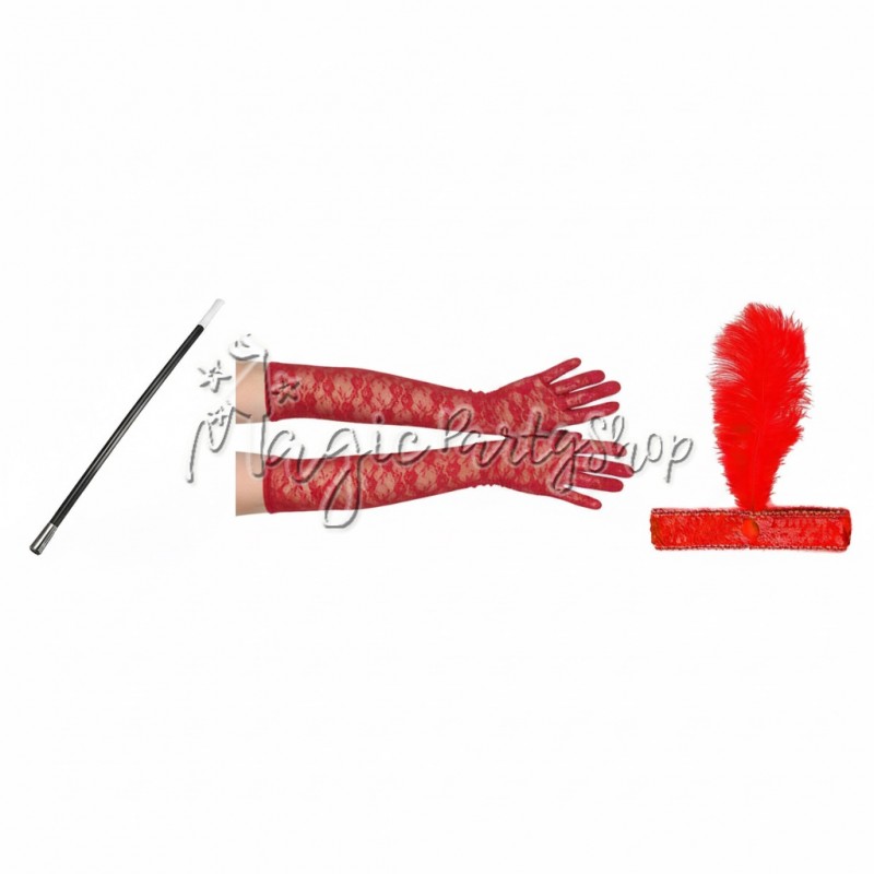 Костюм "Рокова Леді" на Гангстерську вечірку (3 предмети, Червоний)